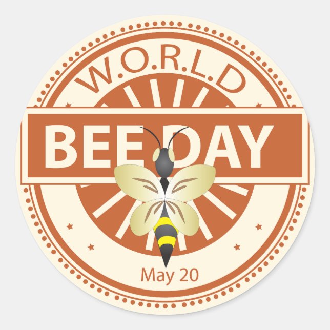 Sticker Rond Journée mondiale de l'abeille (Devant)