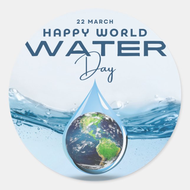 Sticker Rond Journée mondiale de l'eau (Devant)