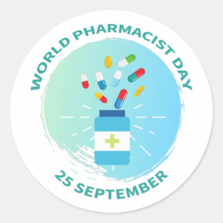 Sticker Rond Journée Mondiale des Pharmaciens 25 Septembre Phar