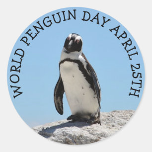Sticker Rond Journée mondiale des pingouins 25 avril Fête B