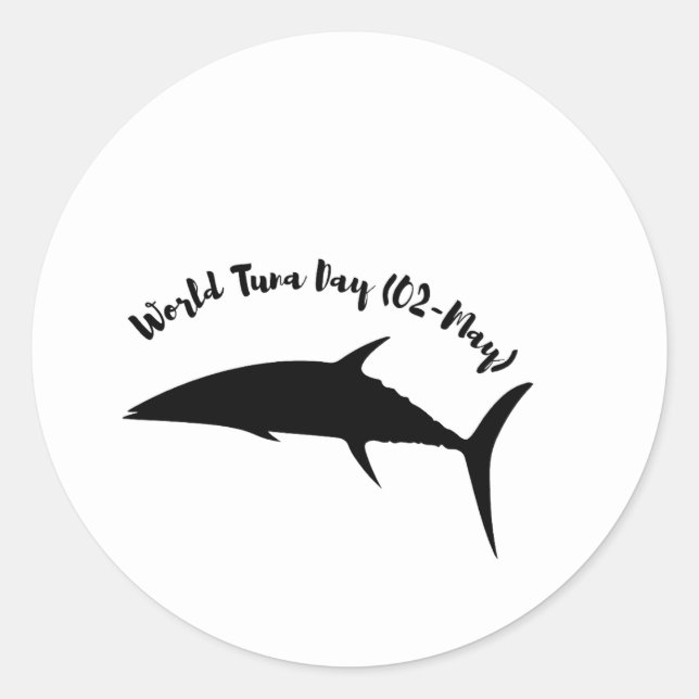 Sticker Rond Journée mondiale du thon 2 mai noir blanc (Devant)