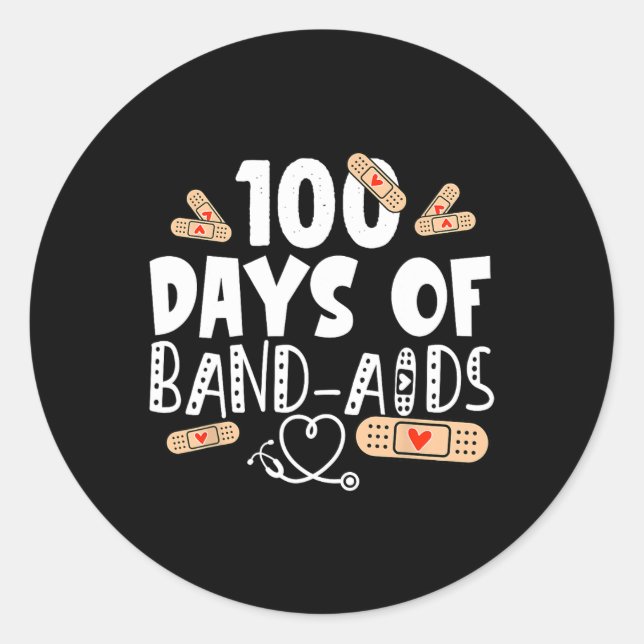 Sticker Rond Jours D'Aide-Bande - Infirmière Scolaire 100 Jours (Devant)