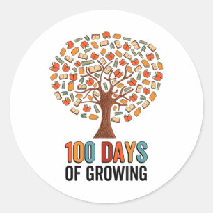 Sticker Rond Jours De Croissance Enseignant Enfants 100e Jour D