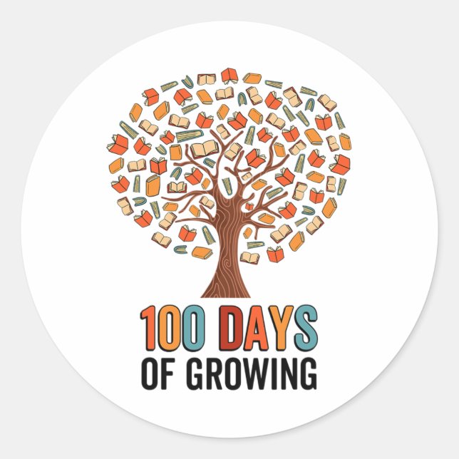 Sticker Rond Jours De Croissance Enseignant Enfants 100e Jour D (Devant)