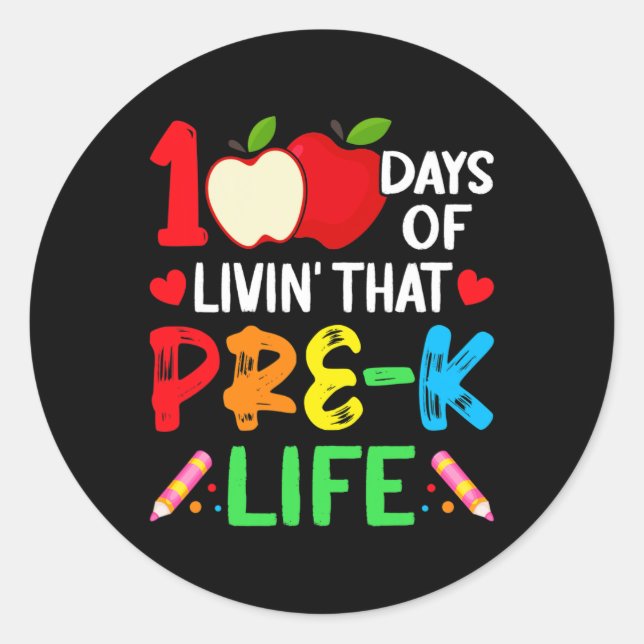 Sticker Rond Jours De L'École Pré-k Vie Étudiant (Devant)