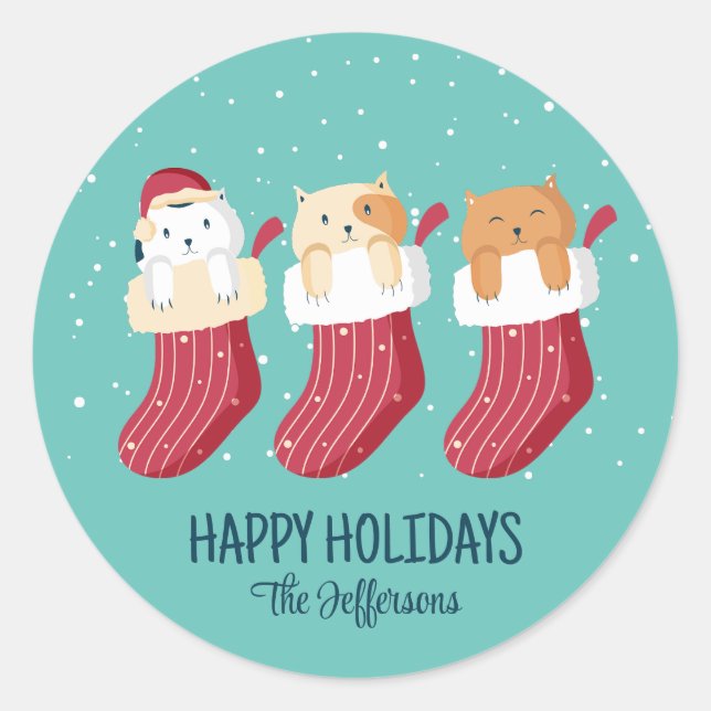 Sticker Rond Jours de Noël Noël Snowy Vacances d'hiver (Devant)