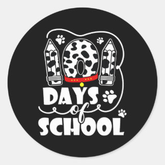 Sticker Rond Jours D'École Chien Dalmatien 100 Jours Garçons Pl