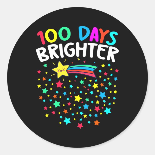 Sticker Rond Jours Plus Brighter Joyeux 100 Jours D'Enseignants (Devant)