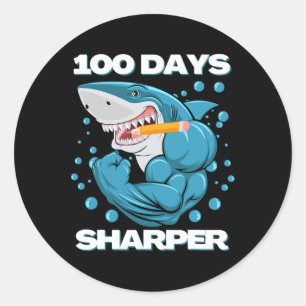 Sticker Rond Jours Sharper Shark Plaisir 100 Jours D'École