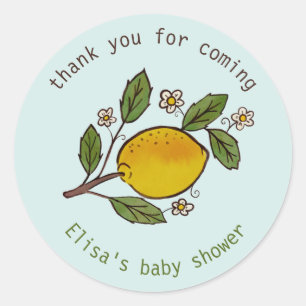 Sticker Rond Jovely Lemons Rustique BABY SHOWER PERSONNALISÉ