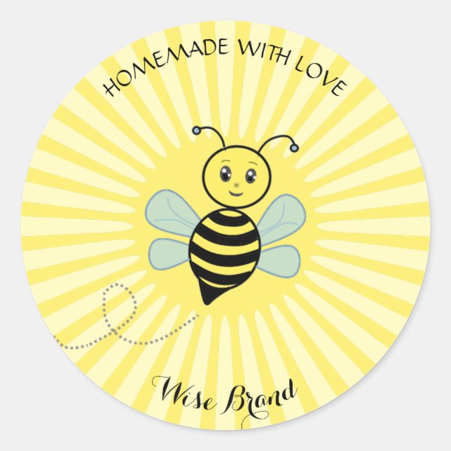 Sticker Rond Joy Bee et Sun Rays fait maison (Devant)