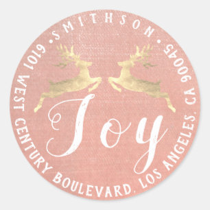 Sticker Rond Joy Deer Noël Retour RSVP Linen Rustic Peach