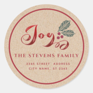 Sticker Rond Joy kraft simple élégant