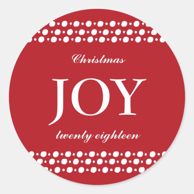 Sticker Rond Joy Red Décoratif Noël (Devant)