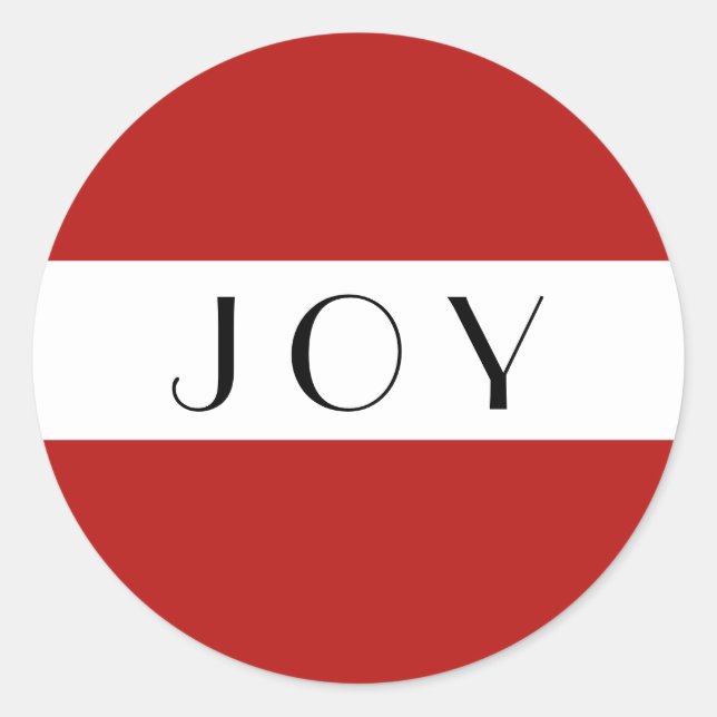 Sticker Rond Joy Rouge Et Blanc Minimal Moderne (Devant)