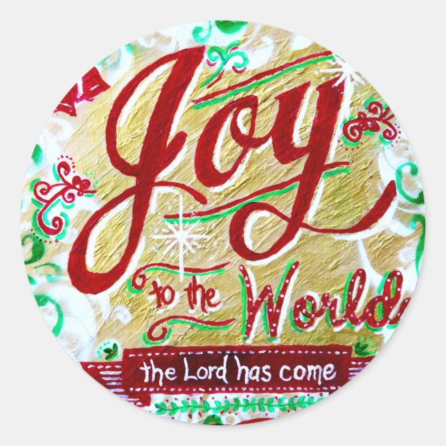 Sticker Rond Joy to the World par Jan Marvin (Devant)