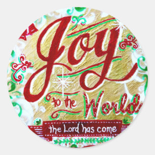 Sticker Rond Joy to the World par Jan Marvin
