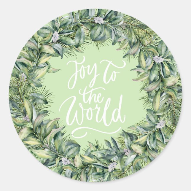 Sticker Rond Joy to the World - Wreath aux neiges (Devant)