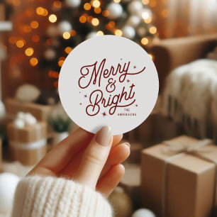 Sticker Rond Joyet Vintage moderne et script lumineux Red