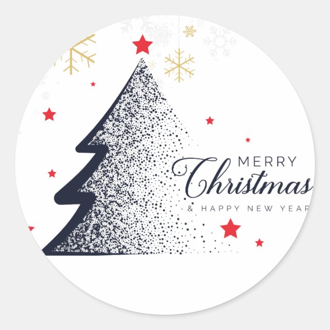 Sticker Rond Joyeuse carte de Noël (Devant)