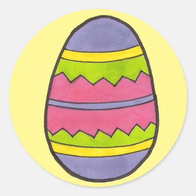 Sticker Rond Joyeuse Chasse aux oeufs de Pâques multicolores OE (Devant)