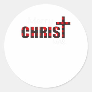 Sticker Rond Joyeuse Chemise de Noël Chrétiens Cadeaux B