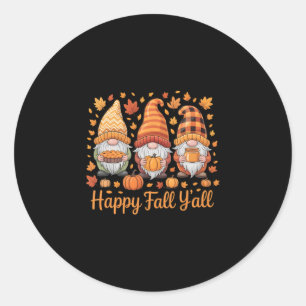 Sticker Rond Joyeuse Chute à Tous Gnome Citrouille Automne Acti