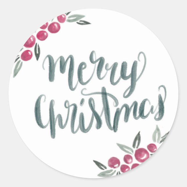 Sticker Rond Joyeuse couronne d'aquarelle de Noël (Devant)