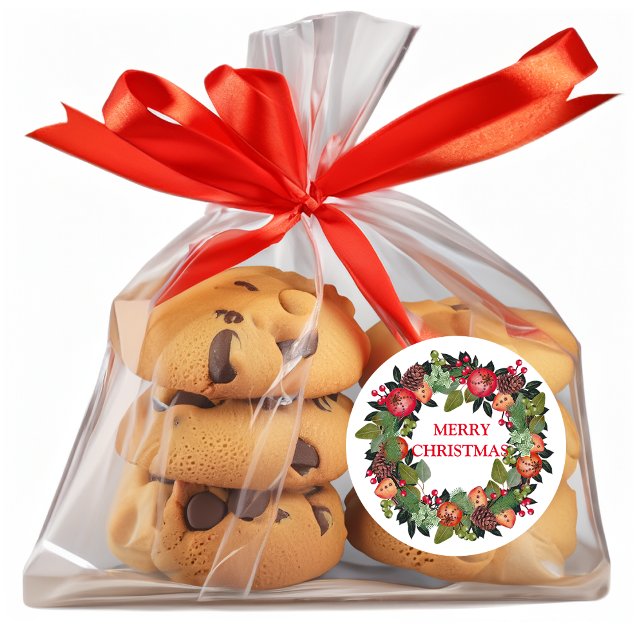Sticker Rond Joyeuse couronne de Noël (Créateur téléchargé)