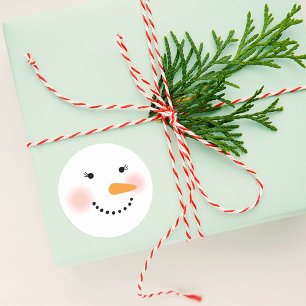 Sticker Rond Joyeuse dame de neige d'hiver de vacances
