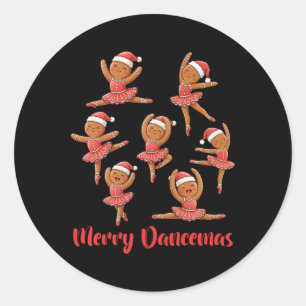 Sticker Rond Joyeuse Danse Noël Byllet Danseur Professeur Pain
