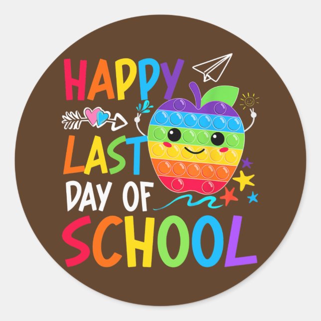Sticker Rond Joyeuse Dernière journée d'enseignant étudiant (Devant)