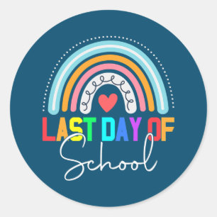 Sticker Rond Joyeuse Dernière Journée D'Enseignant Étudiant