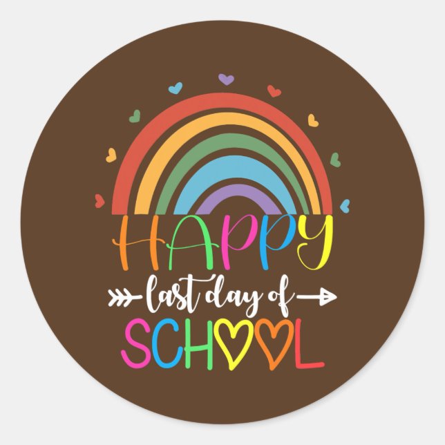 Sticker Rond Joyeuse Dernière journée d'enseignant étudiant (Devant)