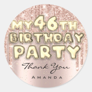 Sticker Rond Joyeuse Fête d'anniversaire Sweet46 Rose avec Gout