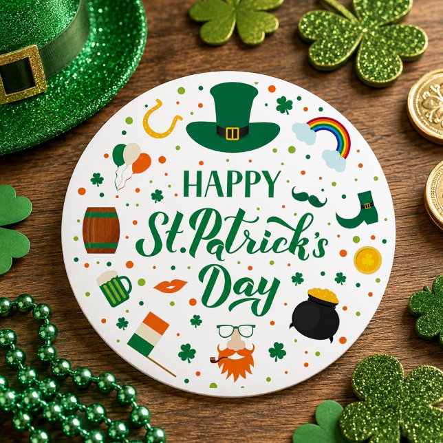 Sticker Rond Joyeuse fête de la Saint-Patrick (Happy St. Patrick's Day Party Classic Round Sticker)