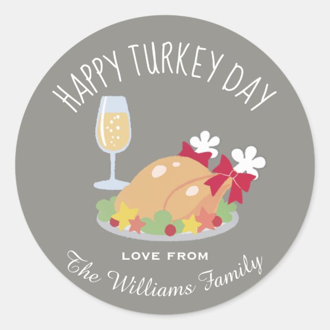 Sticker Rond Joyeuse fête de la Turquie Thanksgiving sur mesure (Devant)