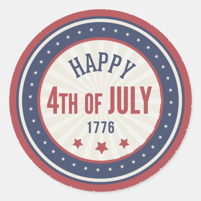 Sticker Rond Joyeuse fête de l'indépendance 4 juillet (Devant)