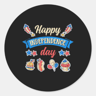 Sticker Rond Joyeuse fête de l'indépendance - 4 juillet de l'in