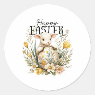 Sticker Rond Joyeuse fête de Pâques - Cute Ba