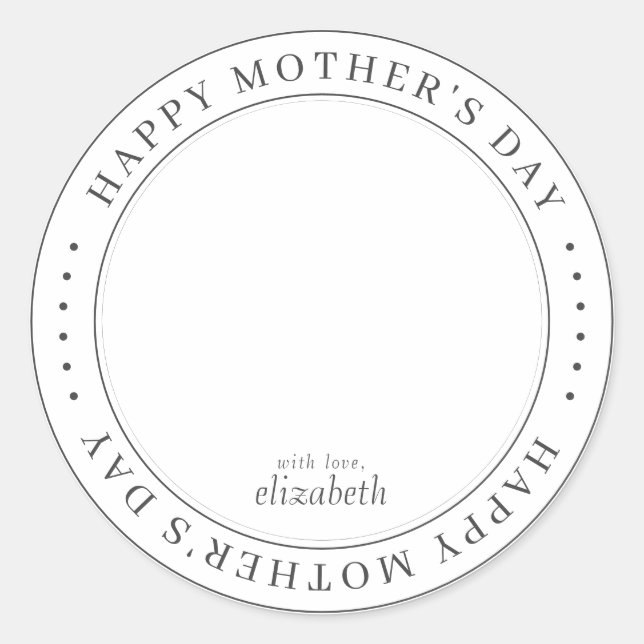 Sticker Rond Joyeuse Fête des Mères Classique Photo Simple (Devant)