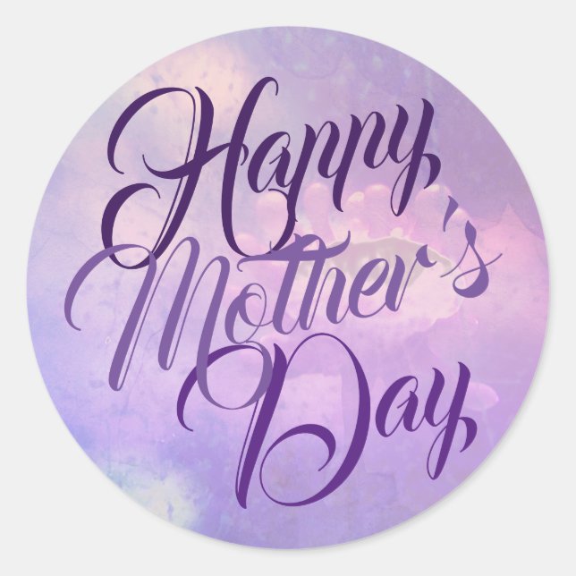 Sticker Rond Joyeuse fête des mères en violet (Devant)