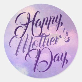 Sticker Rond Joyeuse fête des mères en violet