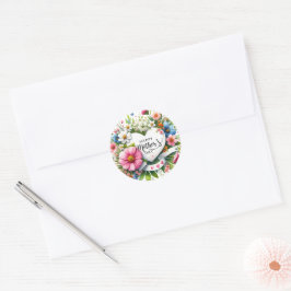 Sticker Rond Joyeuse Fête des Mères Fleur de Coeur