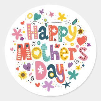 Sticker Rond Joyeuse fête des mères Floral Cool Élégant
