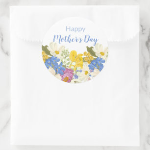 Sticker Rond Joyeuse Fête des mères florales
