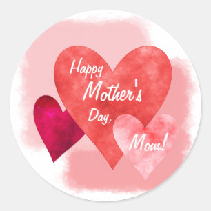 Sticker Rond Joyeuse fête des mères Trois Coeurs