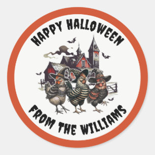Sticker Rond Joyeuse fête du poulet d'Halloween