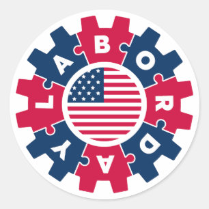 Sticker Rond Joyeuse fête du Travail amusante