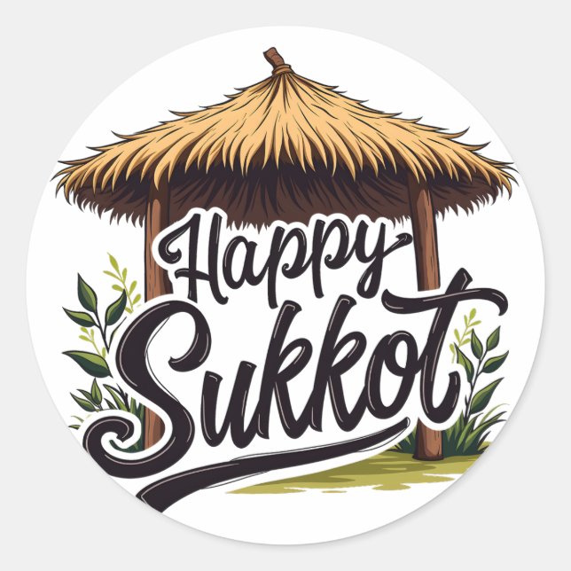 Sticker Rond Joyeuse fête juive Sukkot Hanoukka (Devant)